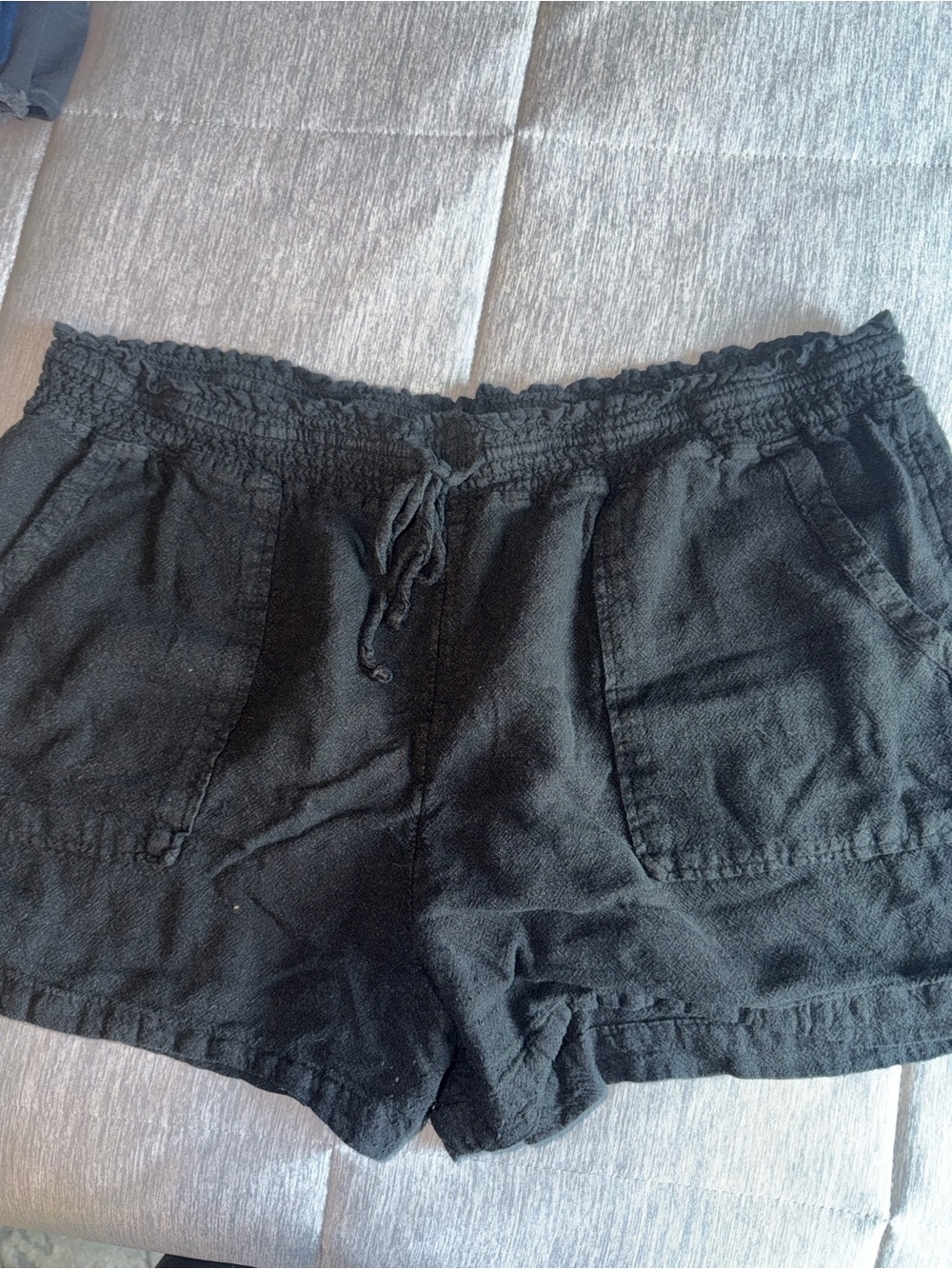 Time and Tru Black Elastic Waist Drawstring Casual Shorts